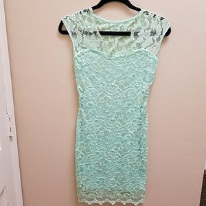 Mint lace bodycon dress